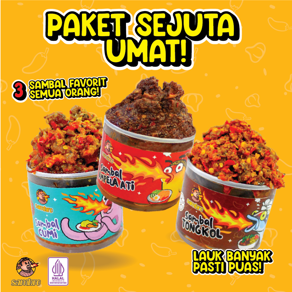 

Sambro - Paket Sejuta Umat (3 x150g) (Cumi, Ati Ampela, Tongkol)