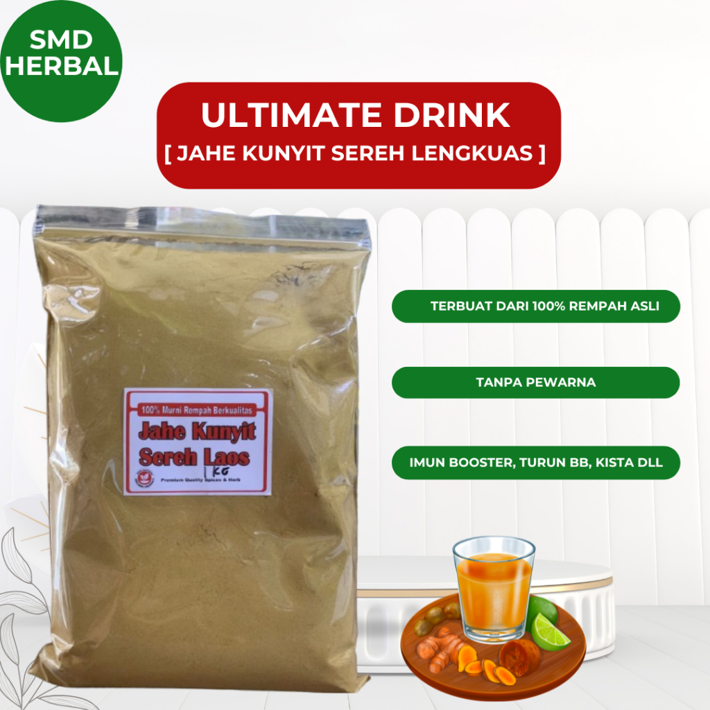 

Ultimate Drink 500gr & 1 KG [ Jahe Kunyit Sereh Lengkuas MURNI ] / JSR Ultimate Inspired by dr Zaidul Akbar-SMD