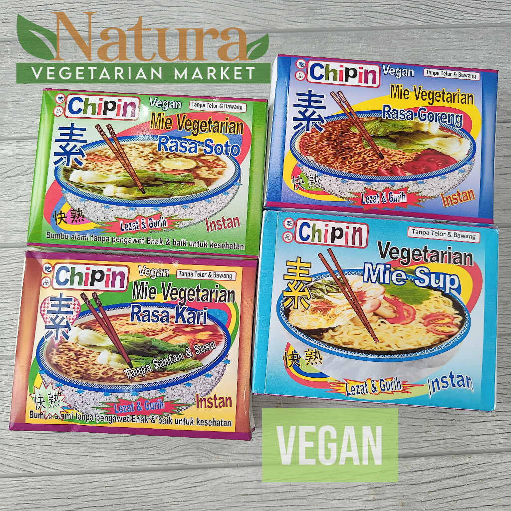 

Chipin Mie Instan Vegetarian Vegan dengan 4 Varian Rasa