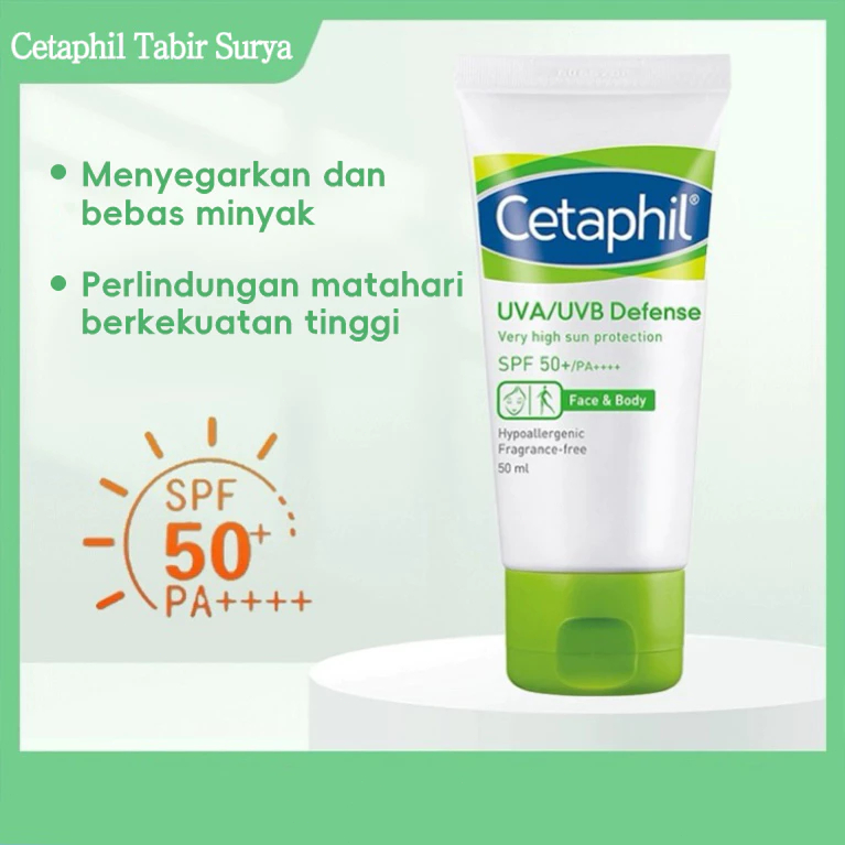Cetaphil UVA/UVB Defense sunscreen SPF50+ PA++++ 50ml Tabir Surya Sunblock untuk Perawatan Wajah