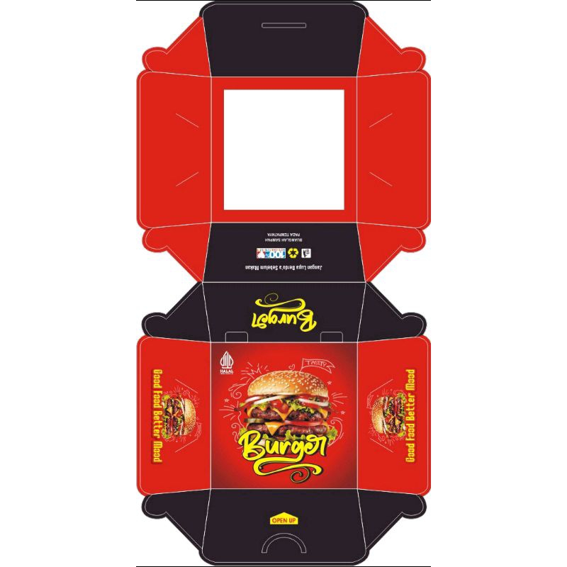 

Kotak Burger 10x10x8 cm isi 100 pcs / Dus Burger / Box Burger / Kemasan Burger