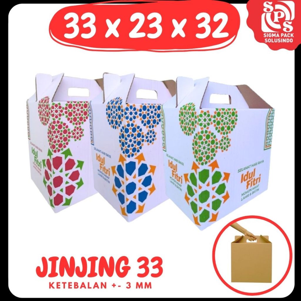 

Box Jinjing 33x23x32 Gable Box Kardus Packing Eid Mubarok Idul fitri Bingkisan lebaran/Parcel/Lebaran/idul Fitri/Paket/sembako