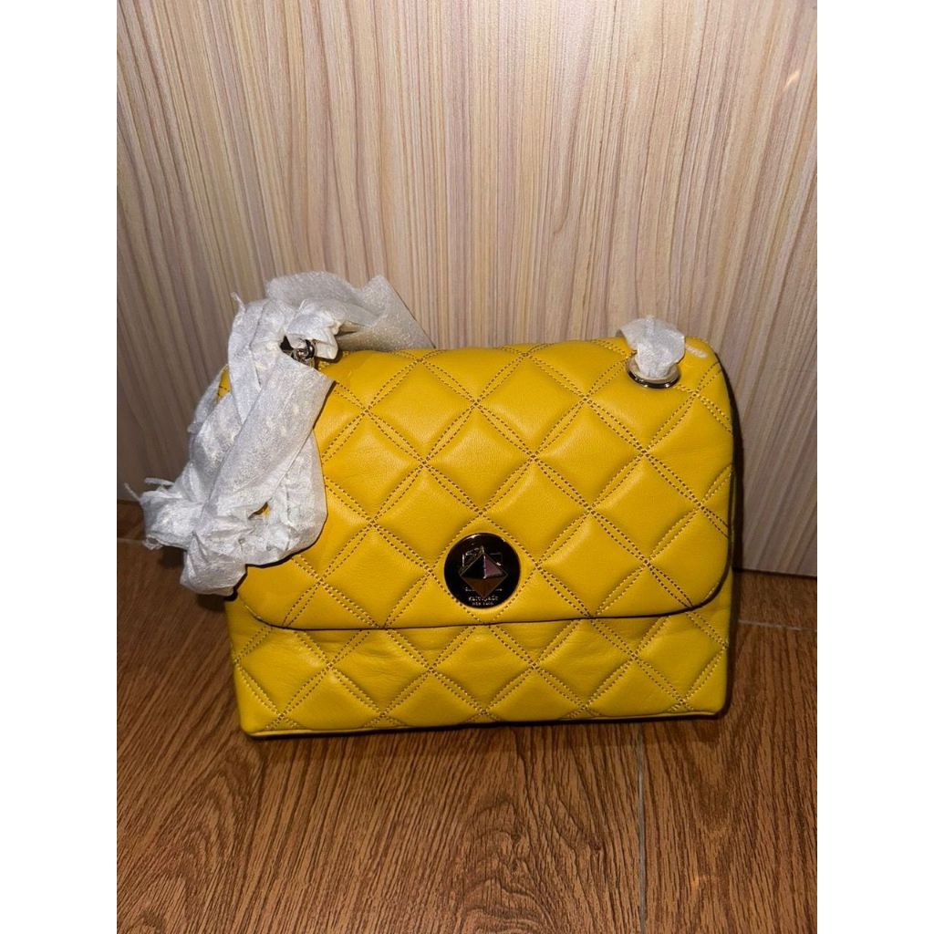 Tas Kate Spade Natalia Small Flap Crossbody Golden Yellow New Original