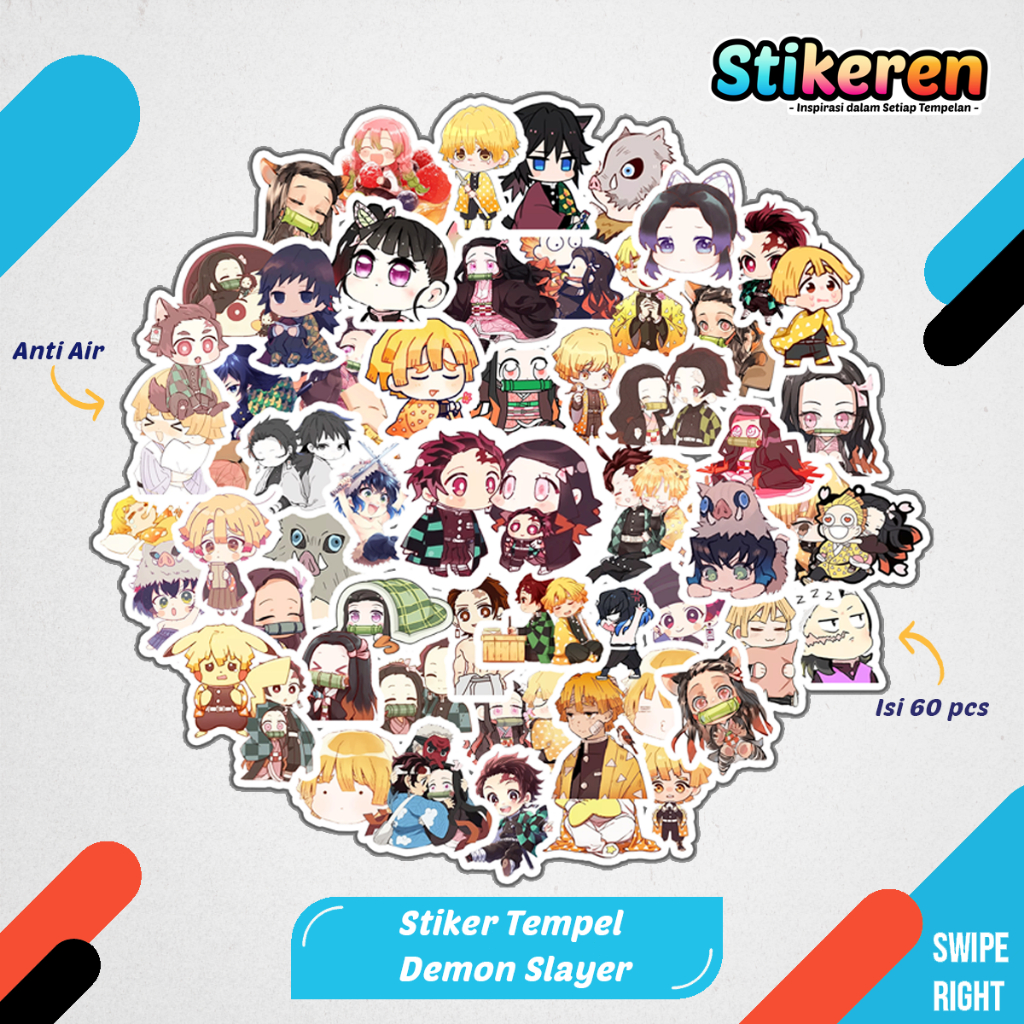 

Stiker Demon Slayer Chibi Anime Kartun Film Paper Vinyl Dekorasi Laptop Koper Tumbler Kulkas DIY