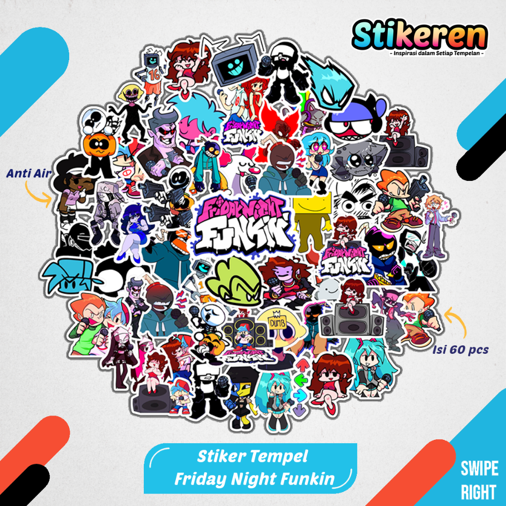 

Stiker Friday Night Funkin Game Anime Film Paper Vinyl Dekorasi Laptop Koper Tumbler Kulkas DIY