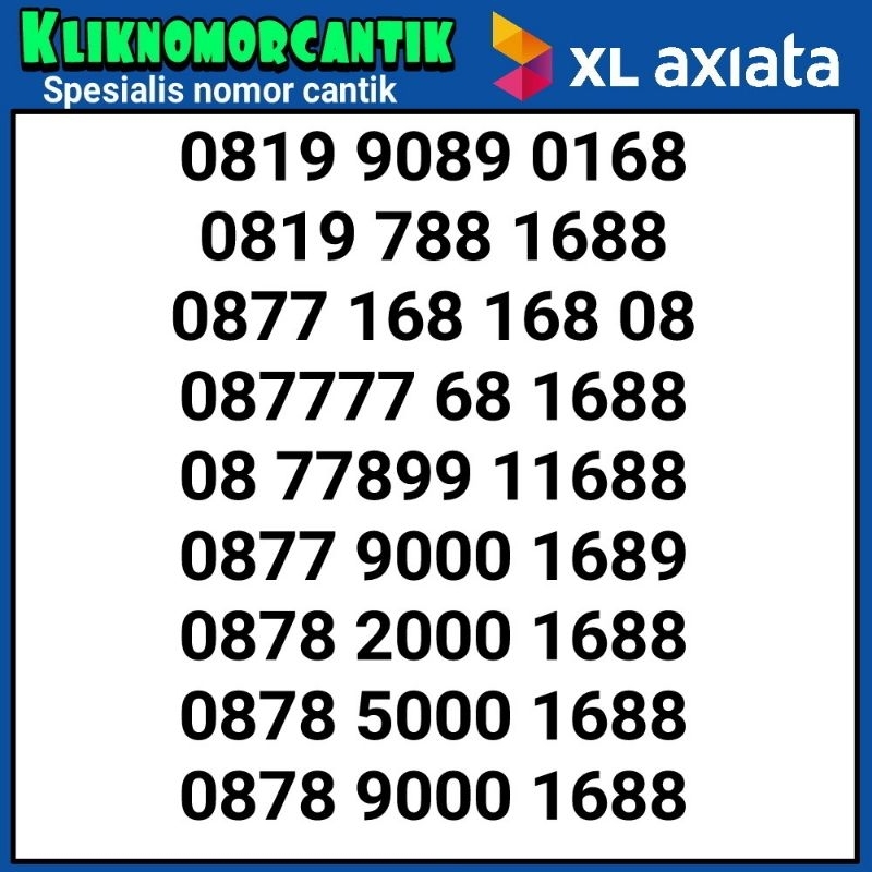 nomor cantik XL 168 kartu perdana XL 4G&5G A9