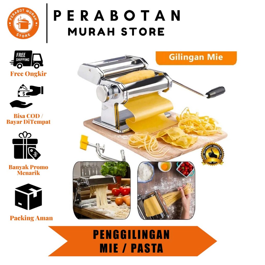 PM - Alat Penggiling Mie Pasta Ori / Pasta Maker Stainless Anti Karat / Gilingan Molen Pangsit Cetak