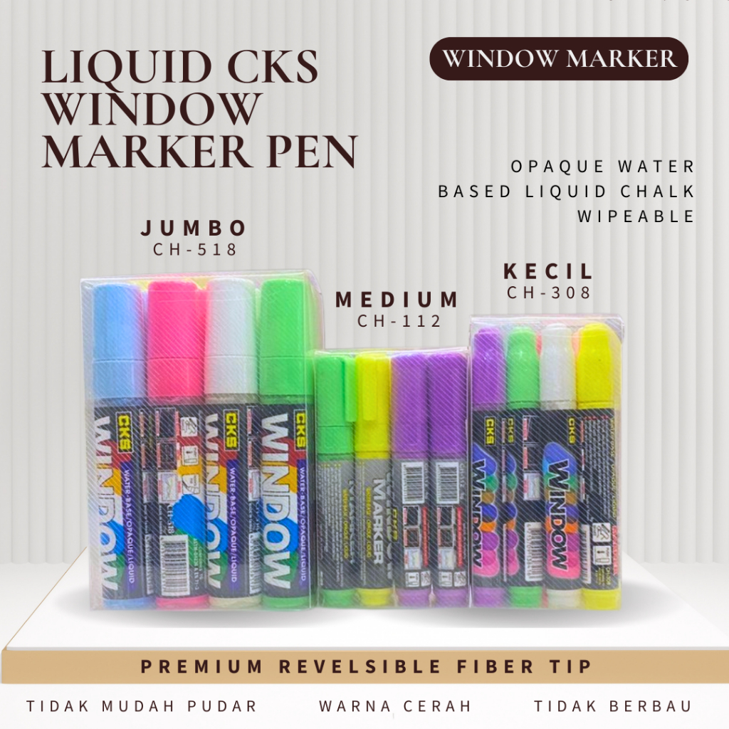 

CKS SPIDOL KACA LIQUID WATER BASE GLASSBOARD WINDOW MARKER PEN