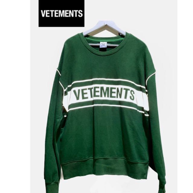 VETEMENTS Reflective Crewneck Hijau Botol Size XL