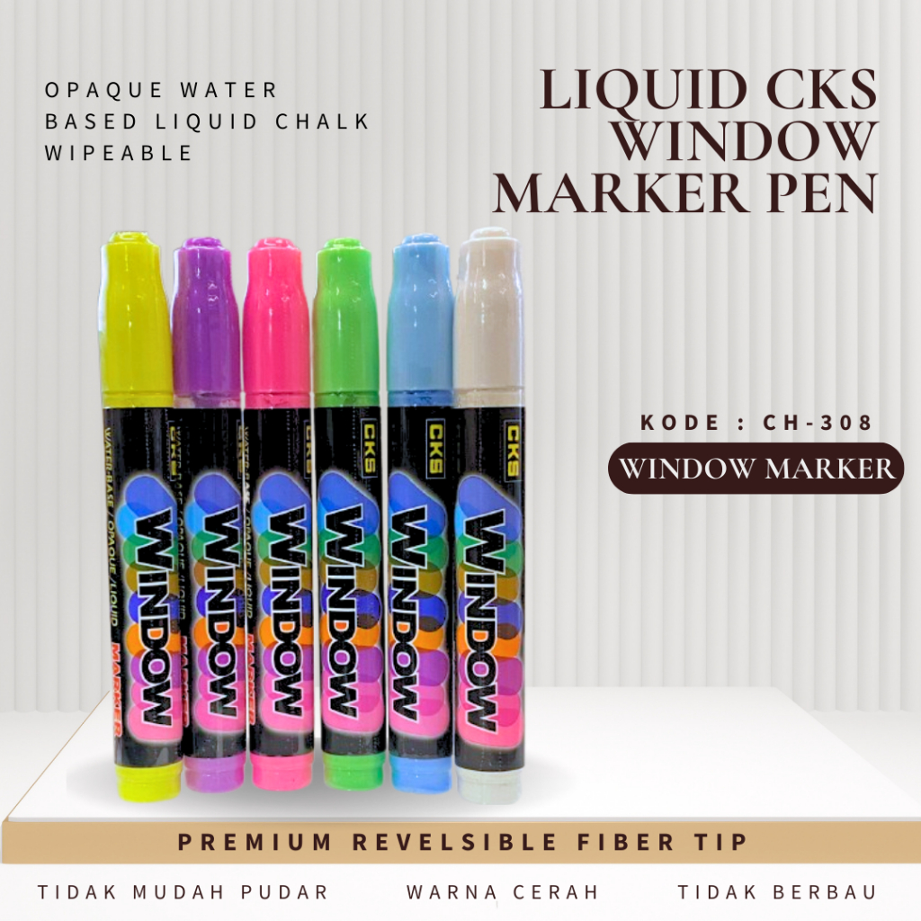 

CKS SMALL CH-308 SPIDOL KACA WATER BASE GLASSBOARD WINDOW MARKER PEN