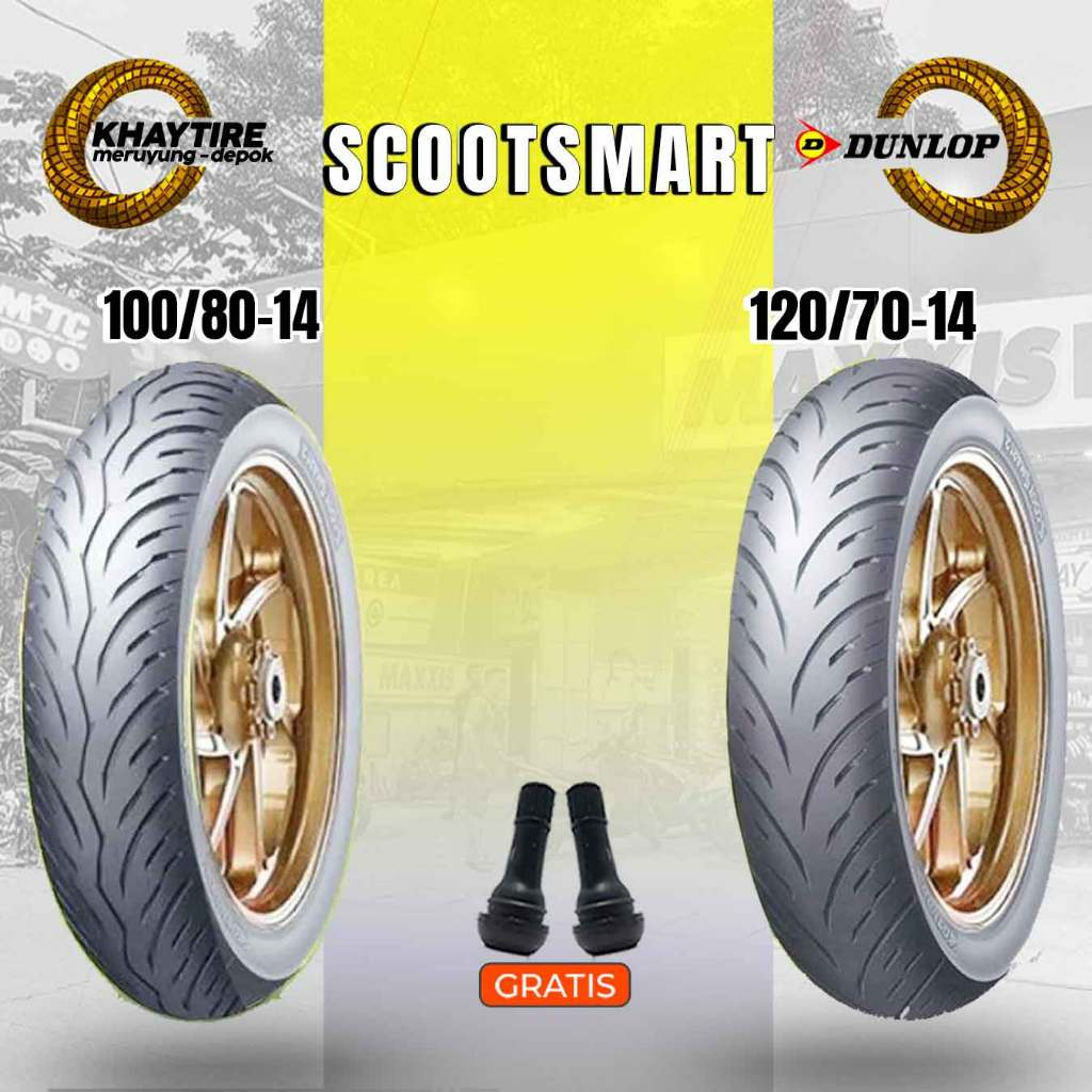 Paket Ban Motor HONDA PCX DUNLOP SCOOTSMART 2 100/80-14 + 120/70-14 Tubeless