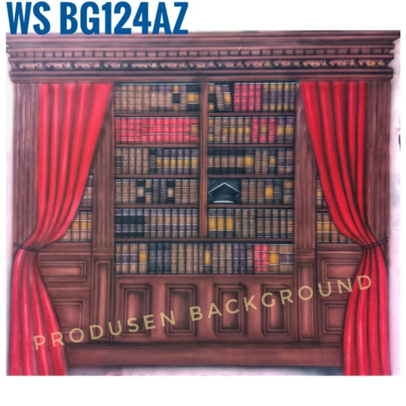 READY COD Kain 3x2,5m Background Wisuda Latar Rak Buku Studio Foto Kode WS BG124AZ