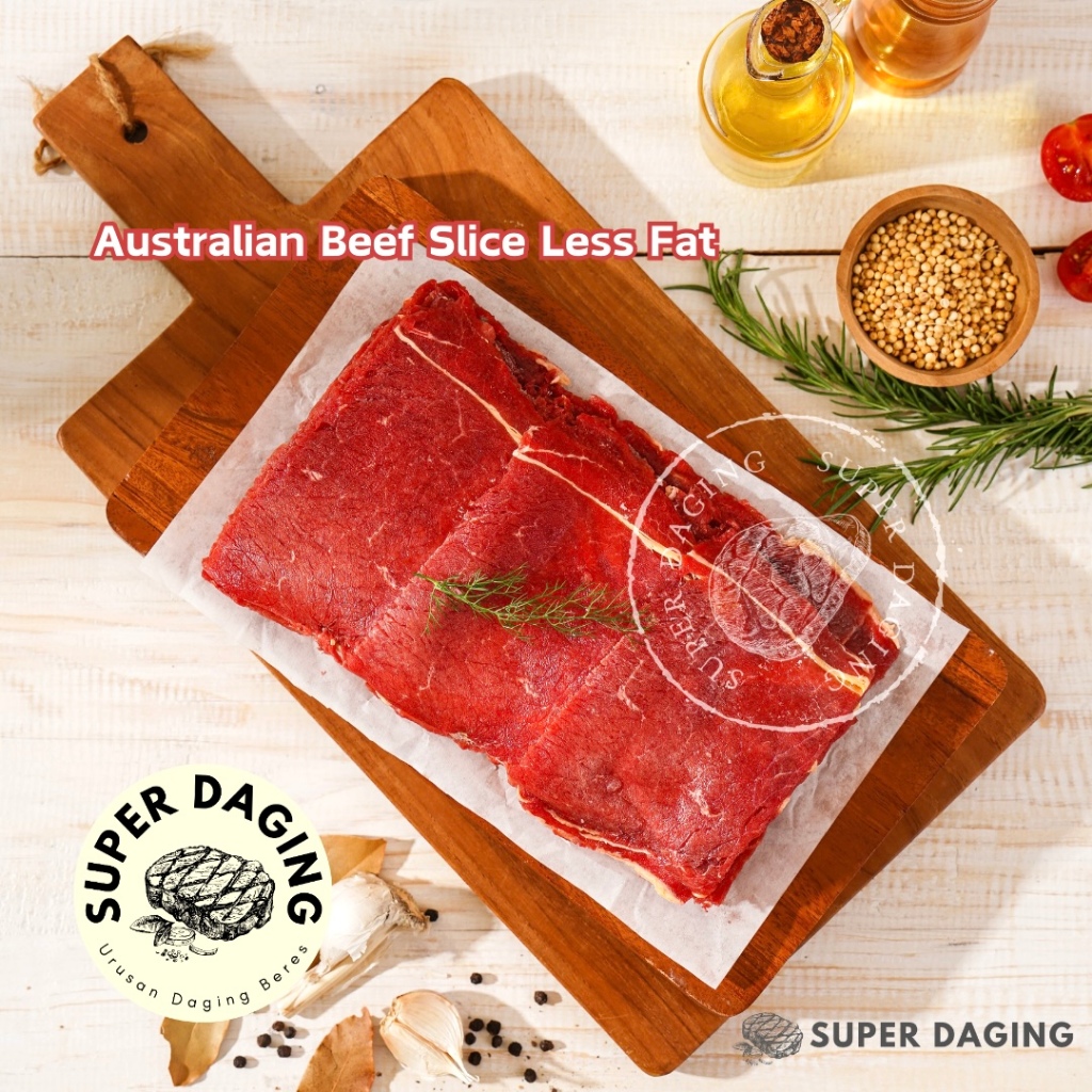

Daging Sapi AUS Beef Lean Slice Less Fat 1kg - Super Daging Bandar Lampung