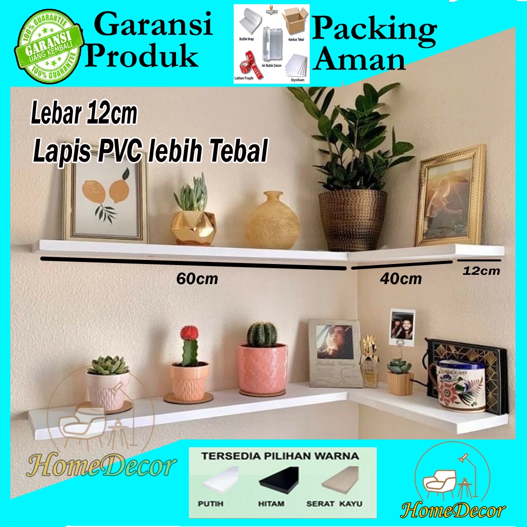 (LAPIS PVC)Rak Ambalan/Rak Sudut Dinding/Rak Hiasan/Rak Gantung/Rak Serbaguna/Rak Sudut