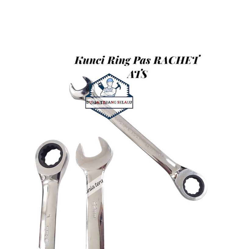 Kunci Ring Pas RACHET ATS 24 mm - Kunci Kombinasi Krek 24mm - Combination Spanner Wrench - Konci Ren