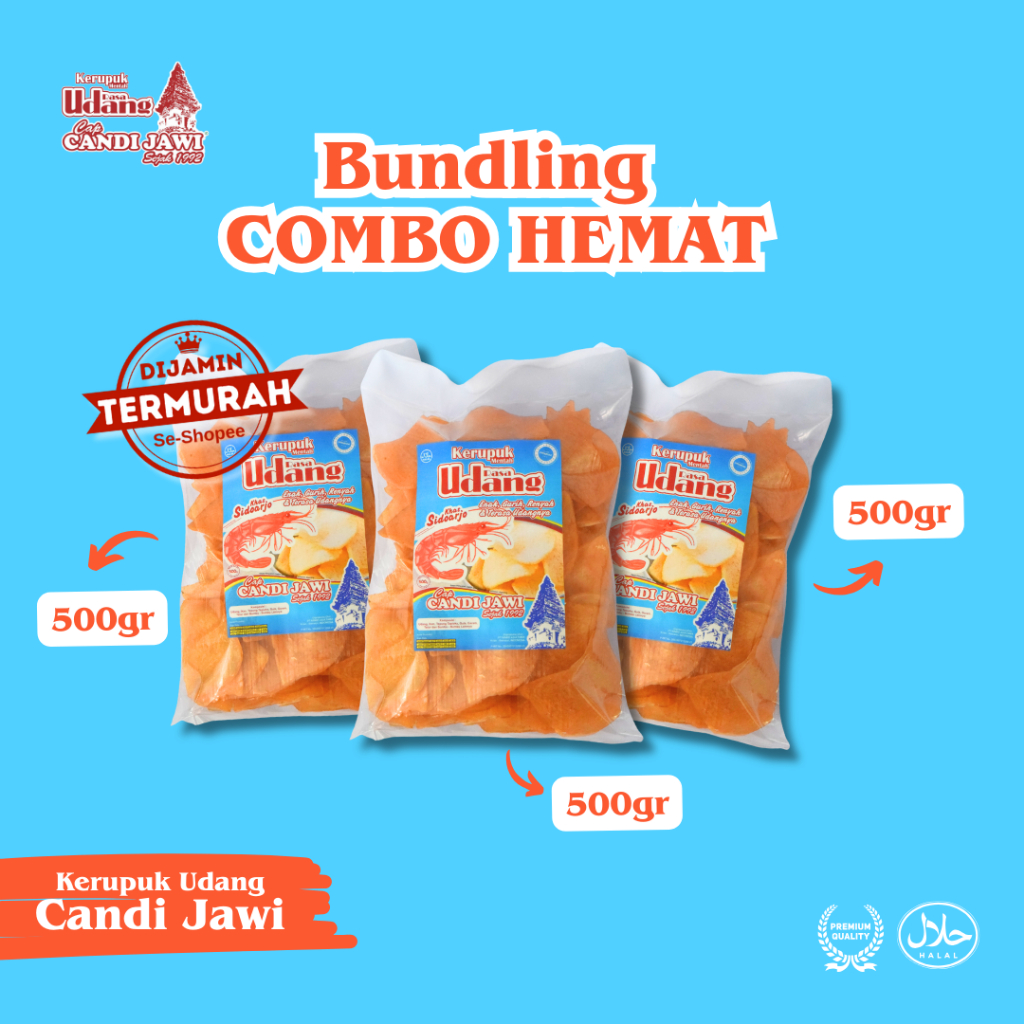 

Bundling Combo Hemat Kerupuk Udang Candi Jawi Mentah Enak Gurih 500gr*3