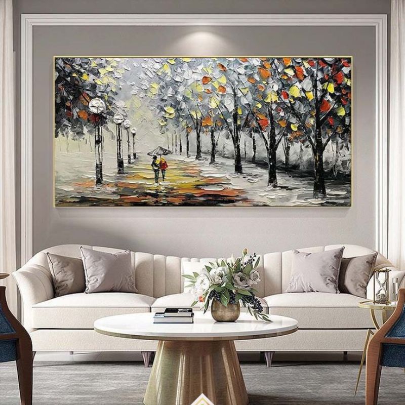 lukisan dinding abstrak pemandangan aesthetic modern lukisan kanvas