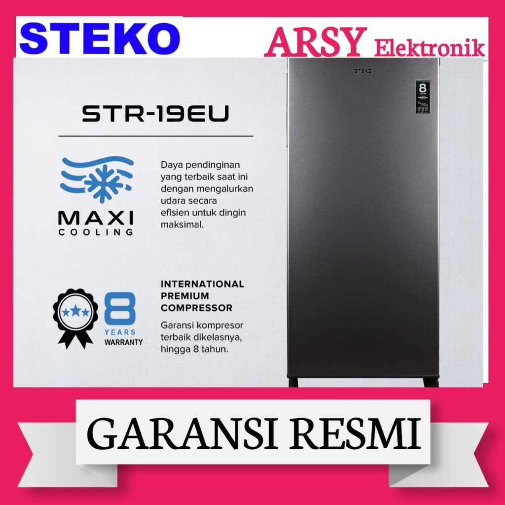 STEKO Kulkas 1 Pintu STR19EU 170L - Hemat Listrik, Pintu Metal Keras