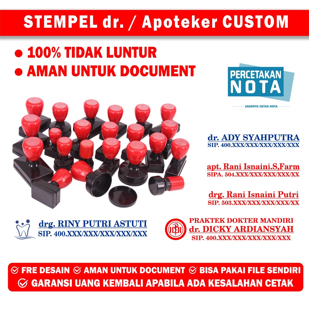 

stempel nama dr / apteker custom