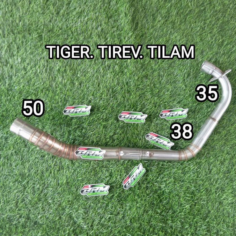 LEHERAN knalpot herek TIGER, TIREV, TILAM inlet 50mm diameter pipa 35/38/50