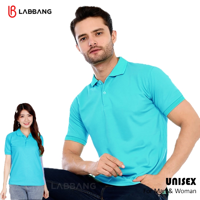 LABBANG Baju Polo Shirt Unisex Baby Blue Pria Wanita