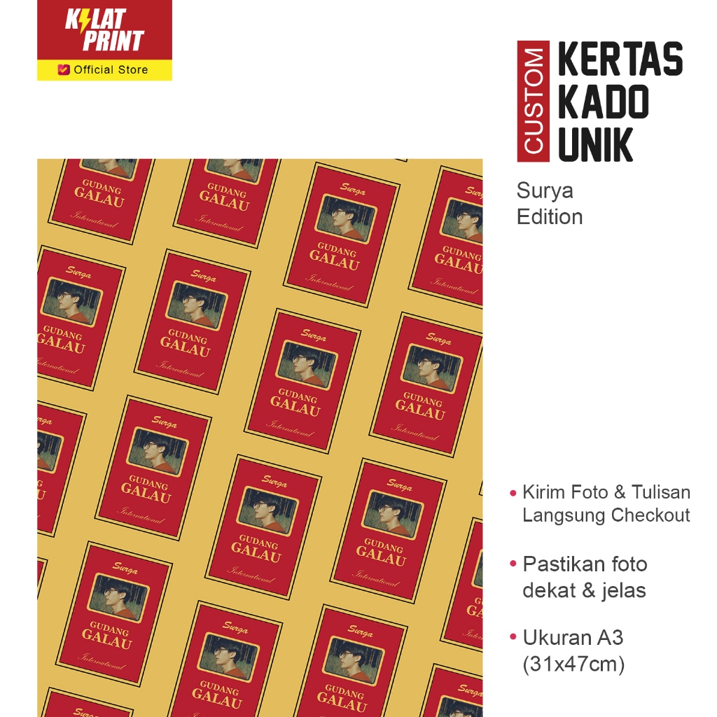 

Custom Kertas Kado Muka Foto Gambar Unik Surya Edition