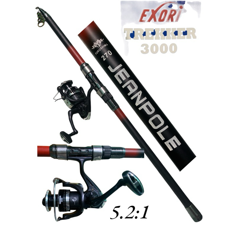 set pancing joran  jeanpole 270 & reel exori trakker 3000