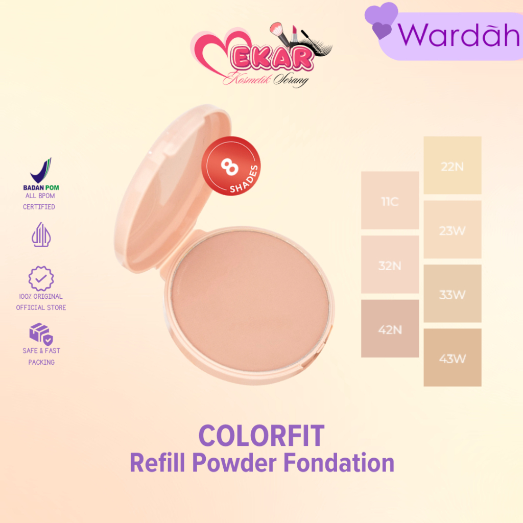 WARDAH Colorfit Velvet Powder Foundation Refill 11Gr| Bedak Refill