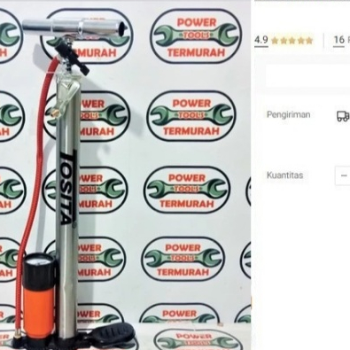 

Pompa Sepeda TOSITA Meter Pompa Angin Ban Bola Tangan Manual Tabung