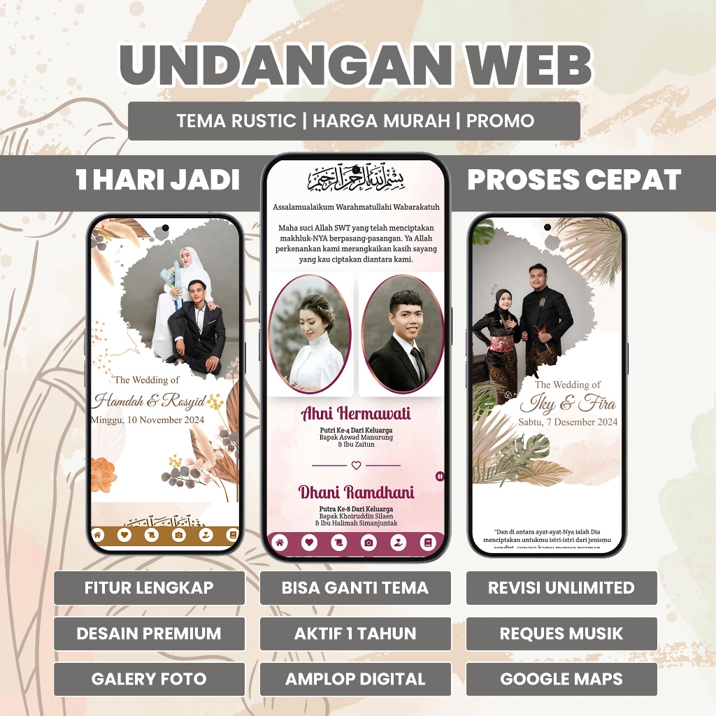 UNDANGAN DIGITAL WEBSITE | TEMA RUSTIC