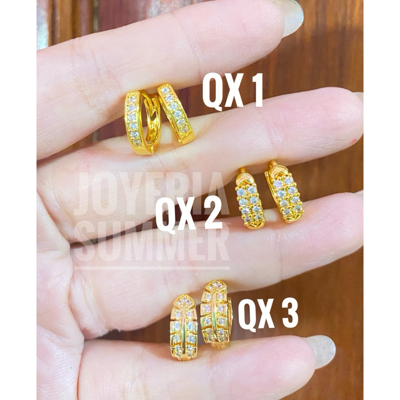 ANTING GIWANG PERMATA WARNA EMAS IMITASI QX
