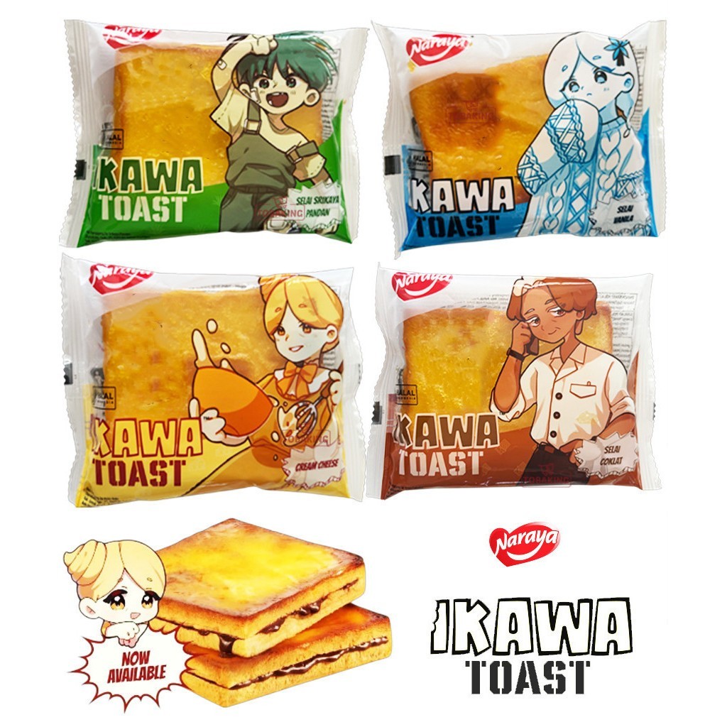 

IKAWA TOAST Roti Naraya Panggang Sandwich Butter Roti Coklat Cream Cheese Pandan Srikaya Vanila 60g