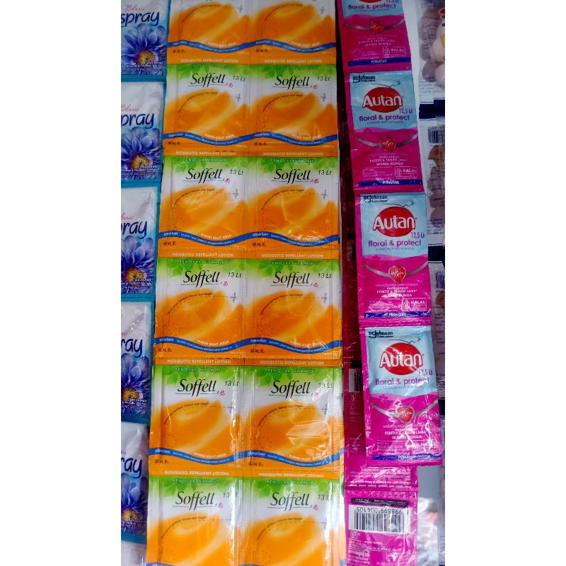 Autan & Soffell 1 Renceng 12 Pcs Lotion Anti Nyamuk All Night Random