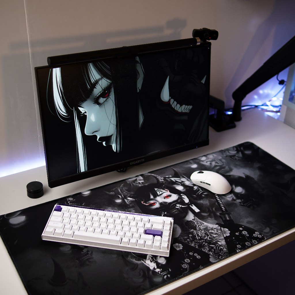 Galatix ONI GIRL - Mousepad Gaming XL XXL Control Surface Cordura Waterproof Japanese Deskmat Aesthe