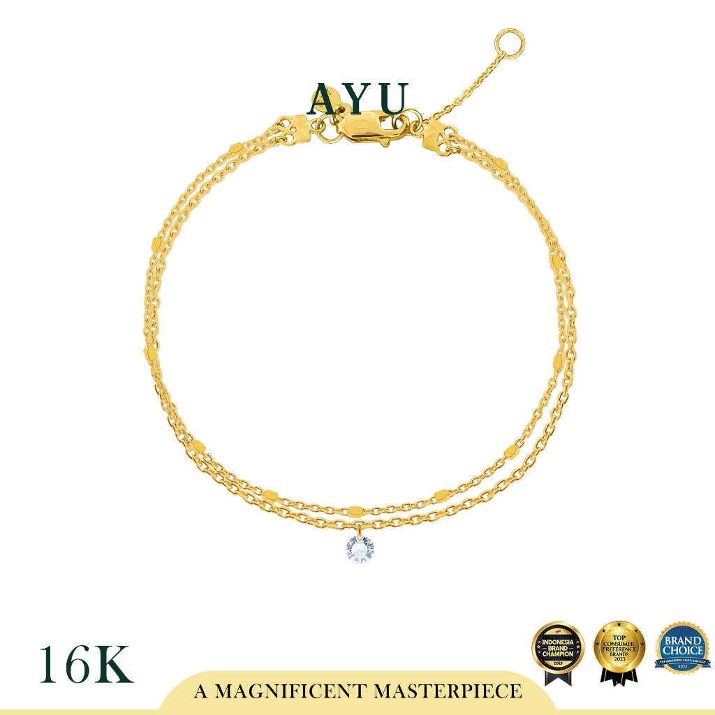 AYU Gelang Emas Korea - Candy pop Double Chain Bracelet 16K Yellow Gold