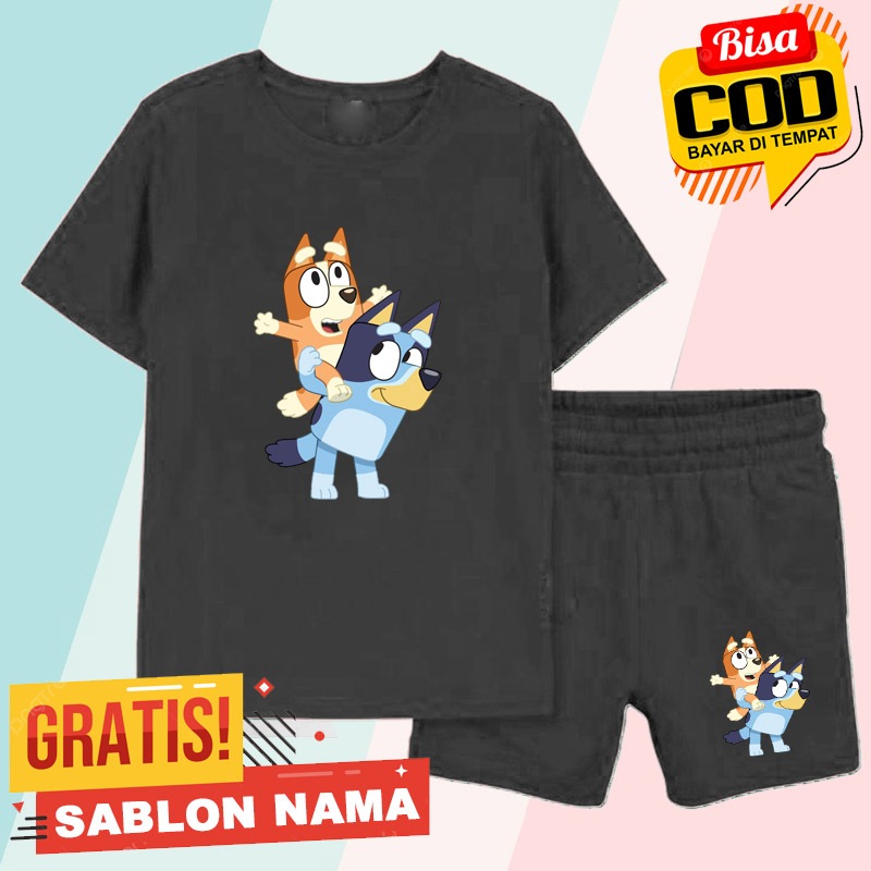Stelan Anak Bluey Carrying Bingo / Baju Stelan Anak Laki & Perempuan Bluey Carrying Bingo