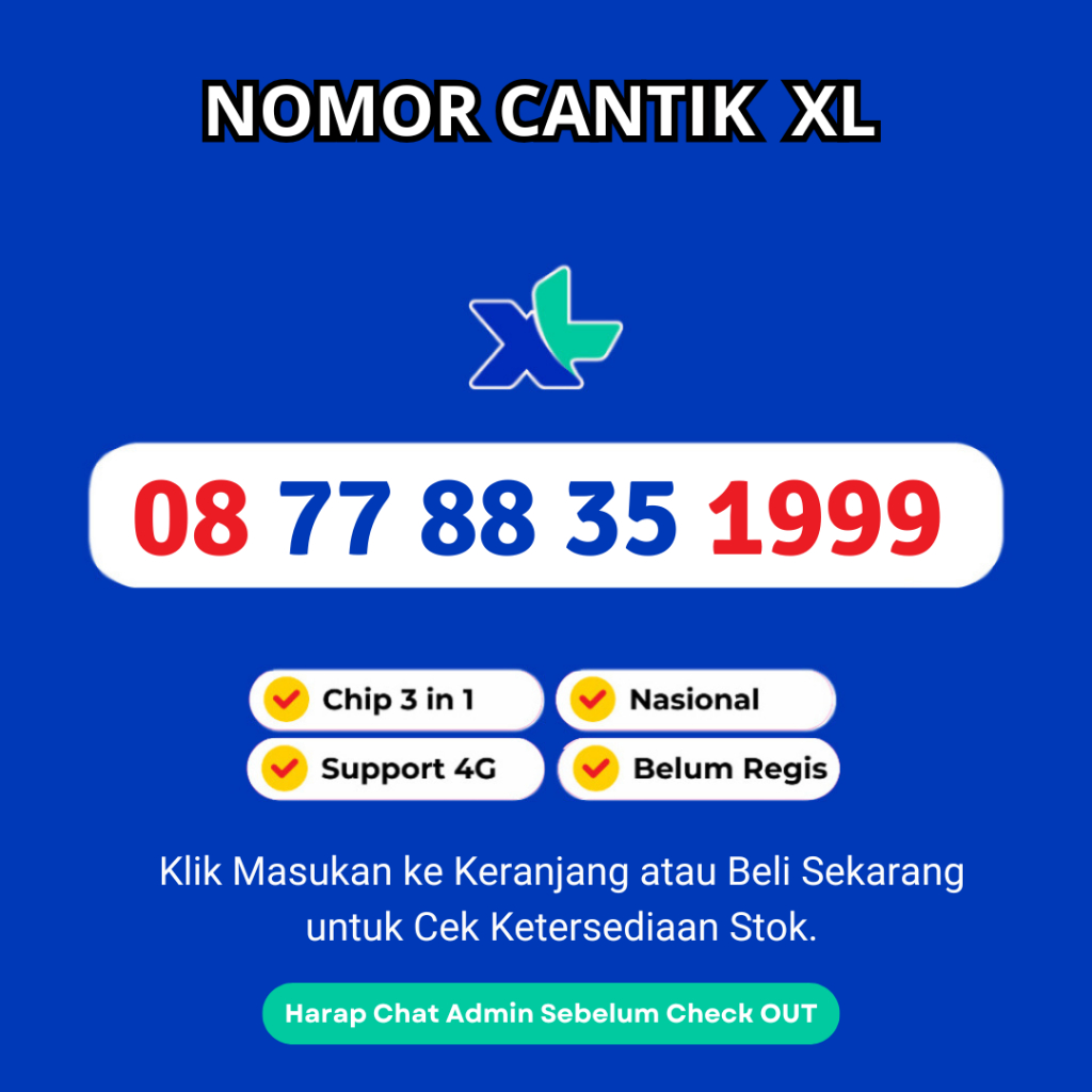 Kartu Perdana Cantik XL Seri Tahun Lahir Support 4G LTE - No Cantik XL Tahun Lahir Murah - Nomor Can