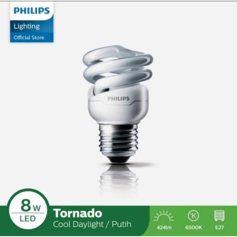 Lampu Philips Tornado 8 Watt | Lampu Philips Tornado 8 W - Philips Spiral 8w Cool Daylight