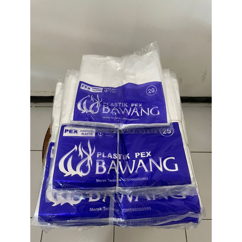 Kresek PEX Bening transparan merk Bawang ukuran 15, 20, 25