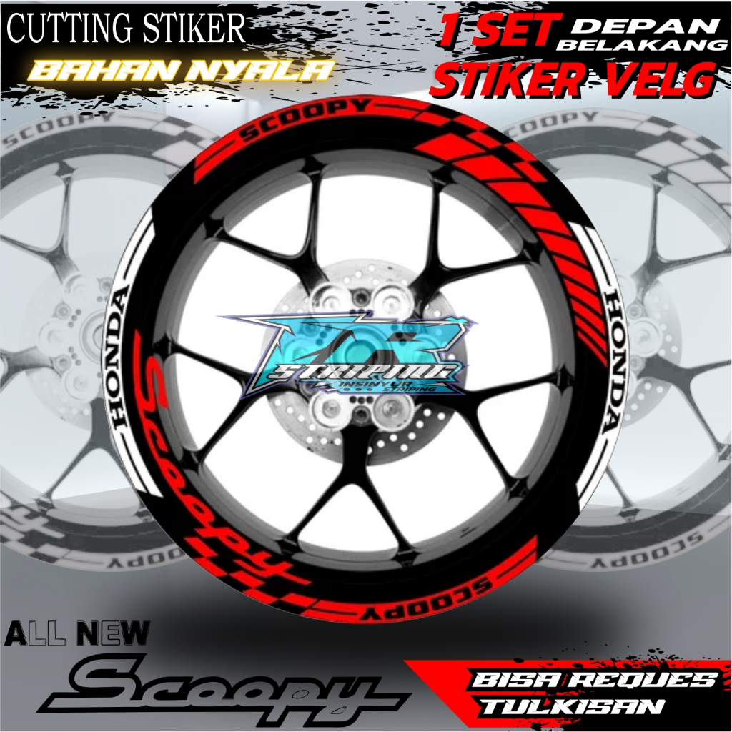Stiker Lis Velg Motor Honda ALL SCOOPY Cutting Sticker Variasi Pelek Keren Aksesoris Terbaru