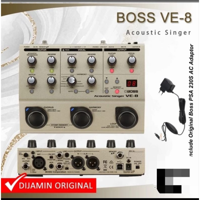 [Ready Stock] Boss ve8 Akustik singer effect processor pedal ve-8 vocal efek BOSS Original