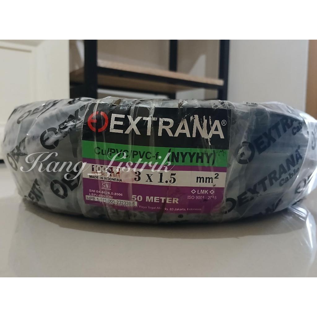 EXTRANA NYYHY 3x1,5mm KABEL SERABUT HITAM NYYHY EXTRANA 3X1,5mm Per 50Meter