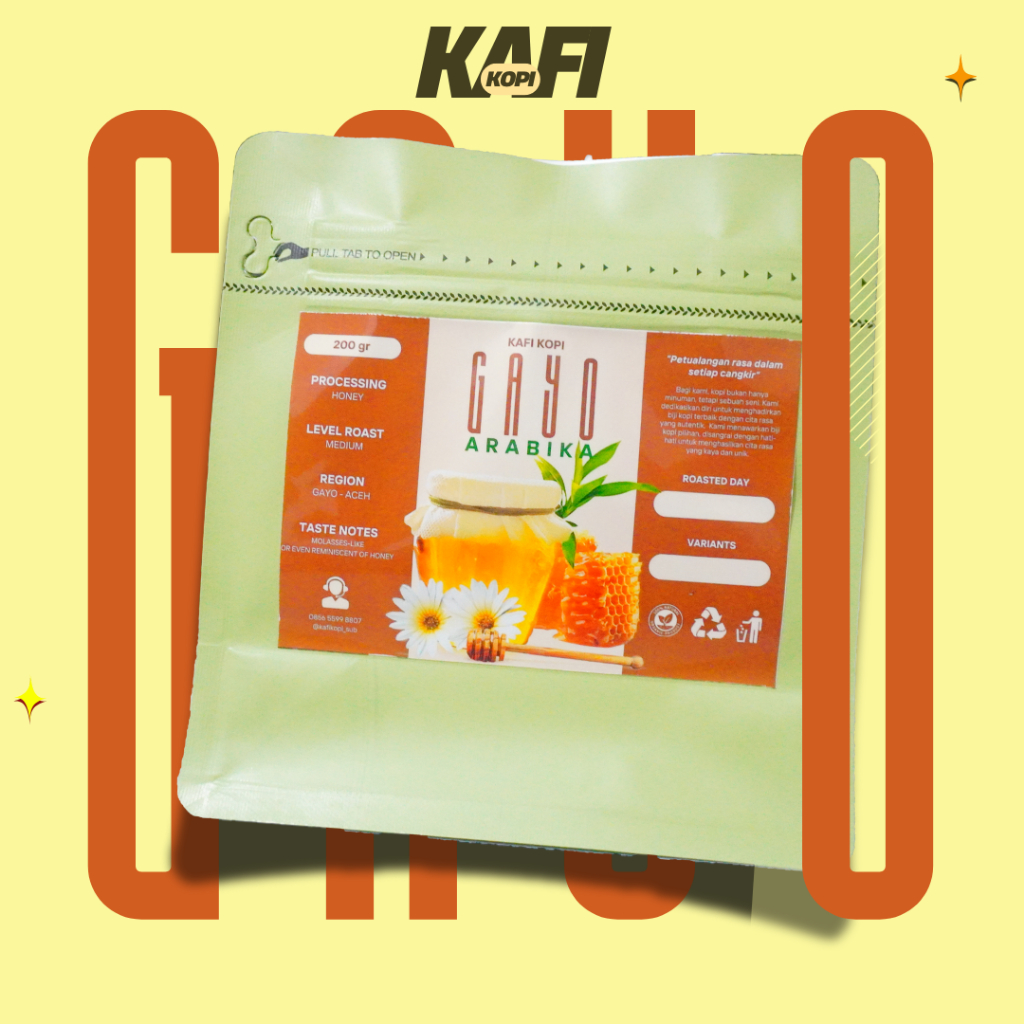 

Kafi Kopi Arabika Gayo Aceh Medium Roast 200Gr Premium Coffee