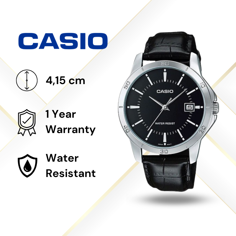 JAM TANGAN PRIA CASIO MTP-V004L-1A ORIGINAL - MTPV004L HITAM CASIO ORIGINAL