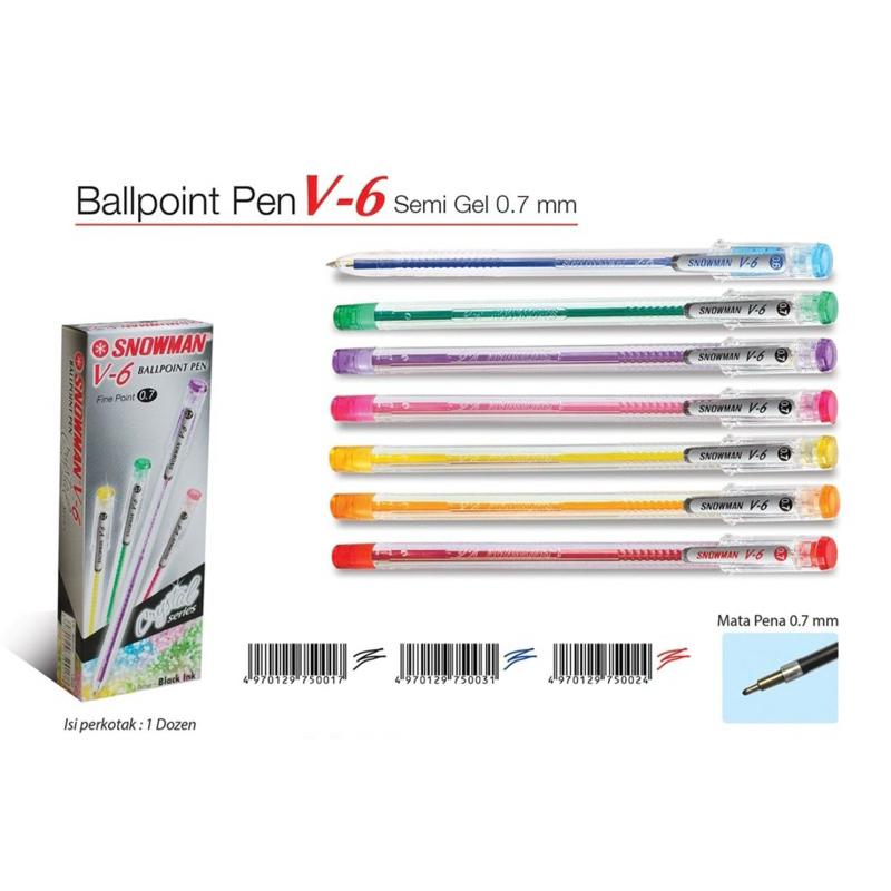 

BALLPOINT SNOWMAN V6 SEMI GEL 0.7mm