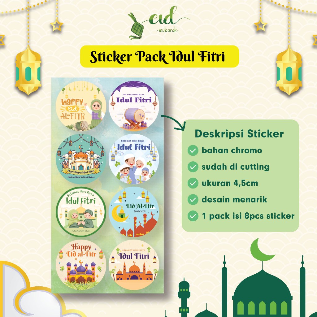 

Stiker Sticker Hiasan Aksesoris Lebaran - Idul Fitri|B2 -( 40 Pcs )