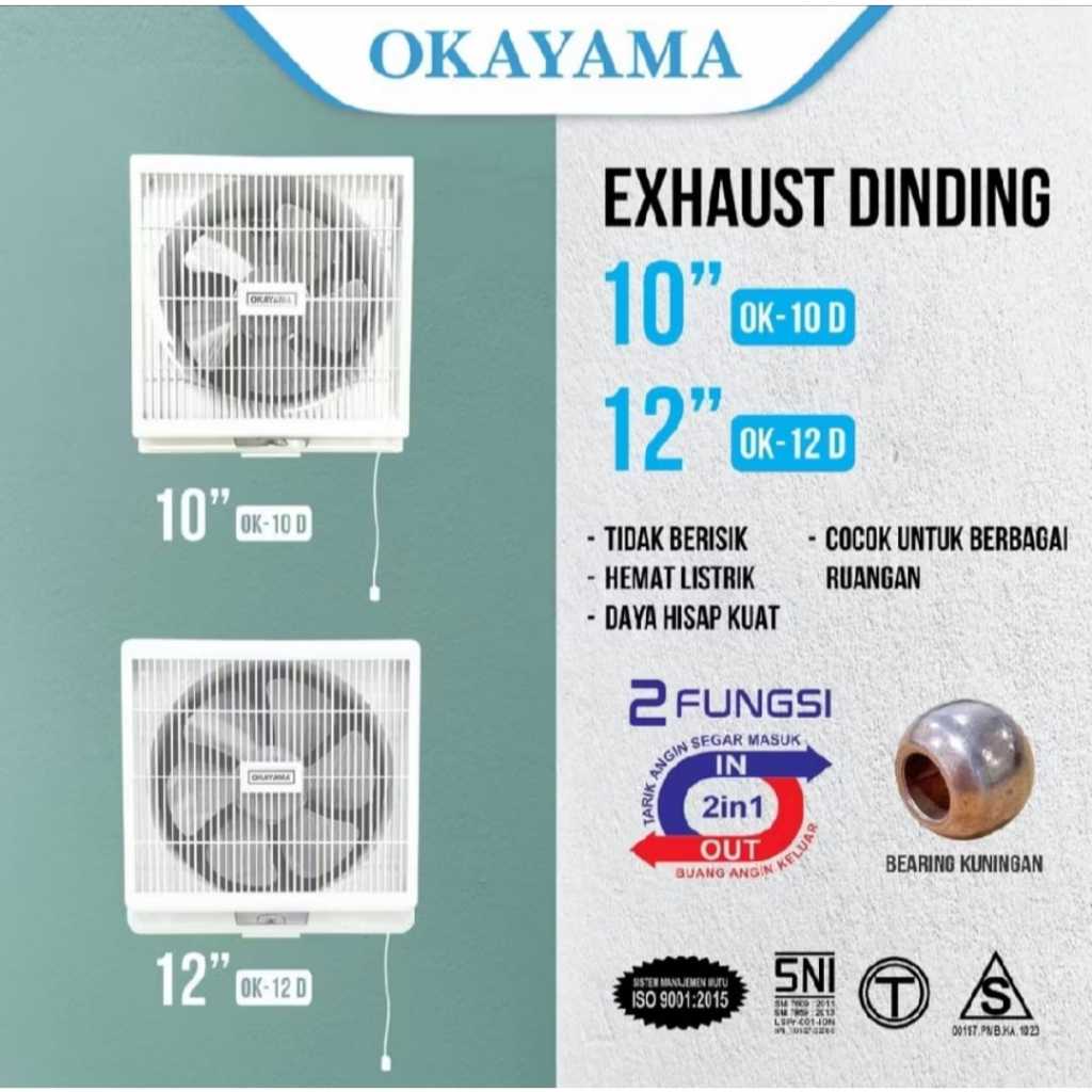 Kipas Angin Exhaust Tipe Dinding Okayama OK-12D Hexos 12inch Murah Bergaransi