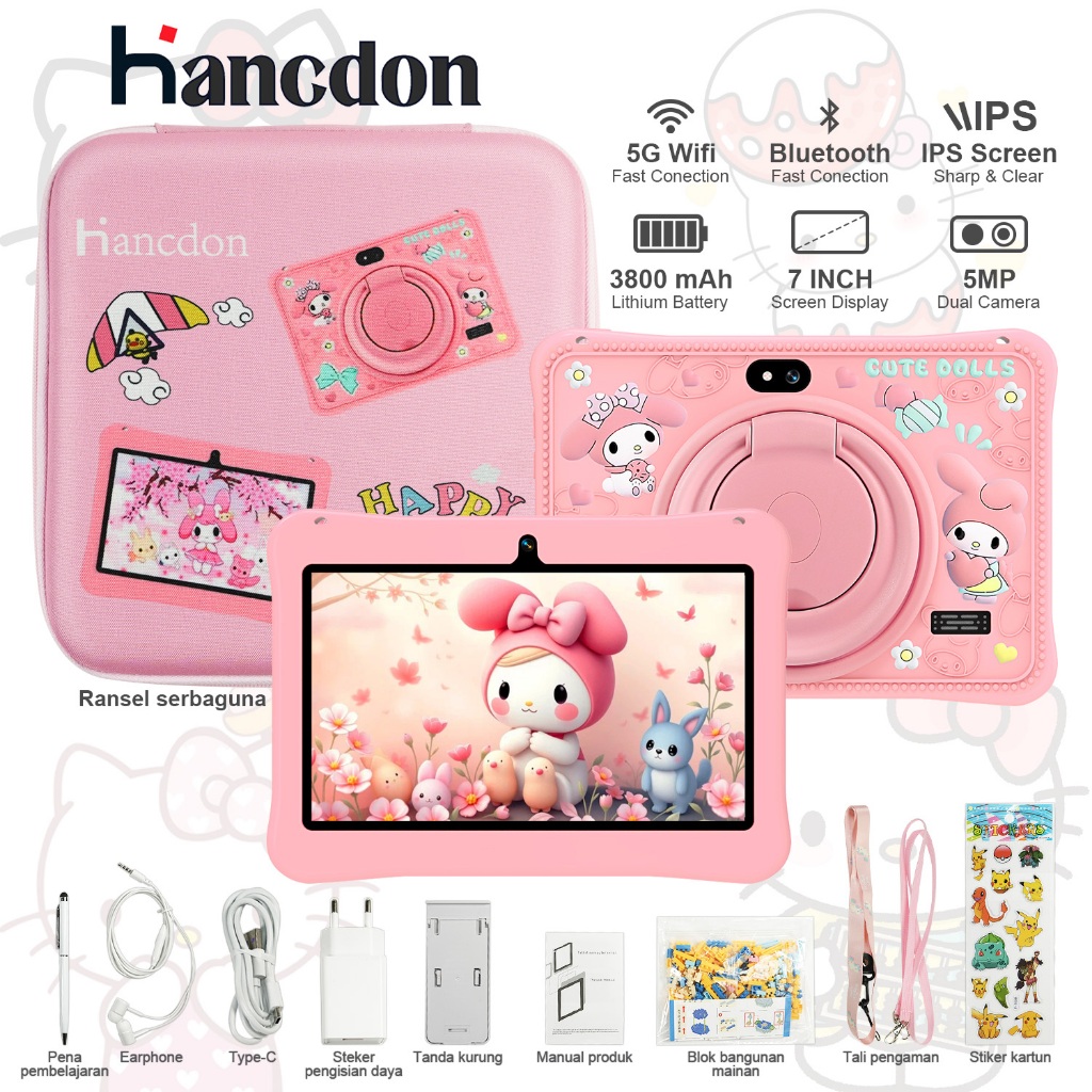 Tablet Edukasi Anak Hancdon F06 Dengan Kemasan Tas / Tablet Aipet Anak Murah Layar Sentuh / Tablet A