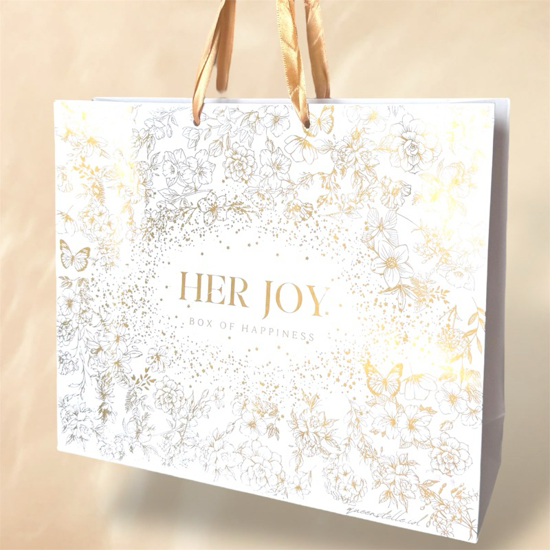 

Paper Bag Cewek Gold Metalic Her Joy Hampers Kado Cewe