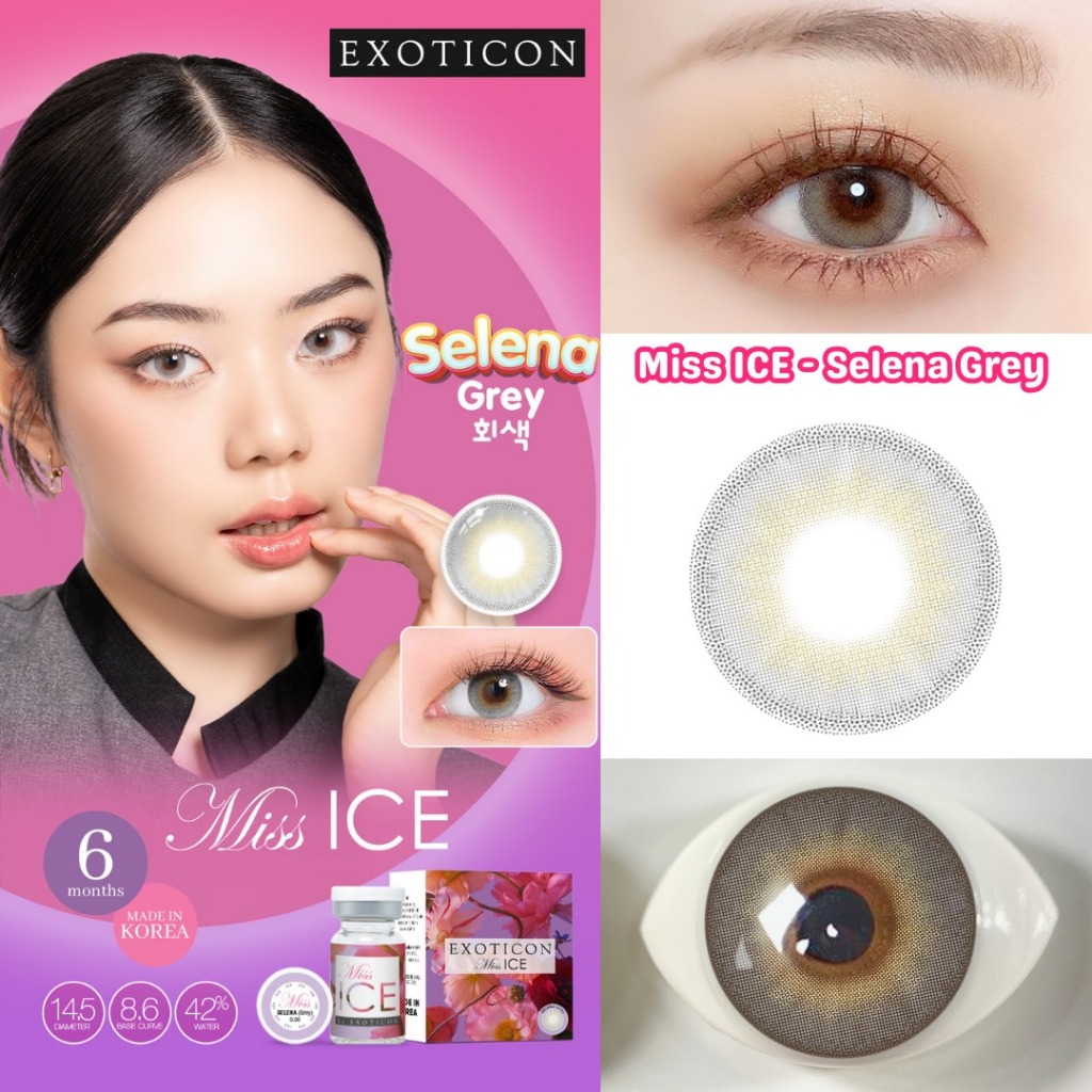Softlens Miss Ice Selena Grey by Exoticon Diameter 14,5mm - Soflen Soplen Softlen